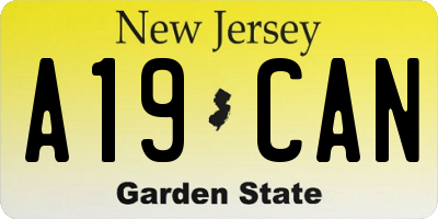 NJ license plate A19CAN