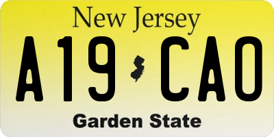 NJ license plate A19CAO