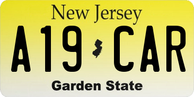 NJ license plate A19CAR