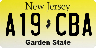 NJ license plate A19CBA
