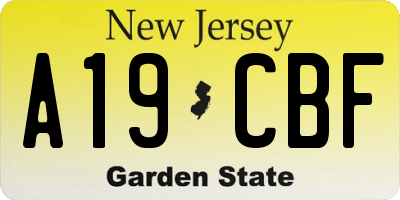 NJ license plate A19CBF