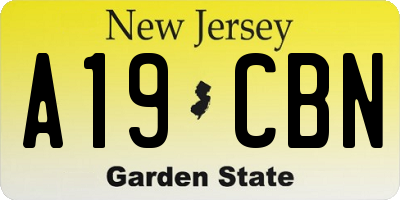 NJ license plate A19CBN