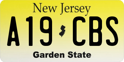 NJ license plate A19CBS