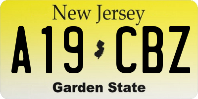 NJ license plate A19CBZ