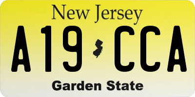 NJ license plate A19CCA