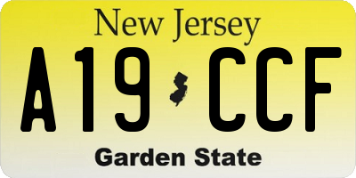 NJ license plate A19CCF