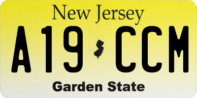 NJ license plate A19CCM