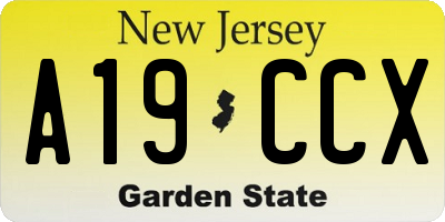 NJ license plate A19CCX