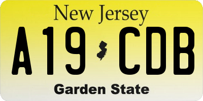 NJ license plate A19CDB