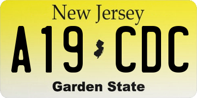 NJ license plate A19CDC