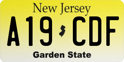 NJ license plate A19CDF