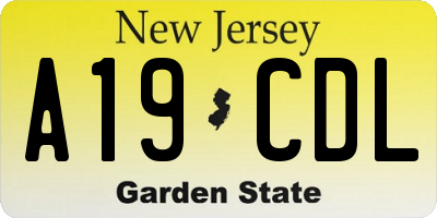 NJ license plate A19CDL