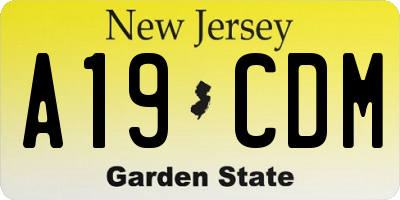 NJ license plate A19CDM