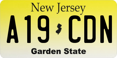 NJ license plate A19CDN