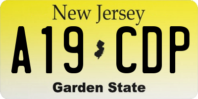 NJ license plate A19CDP