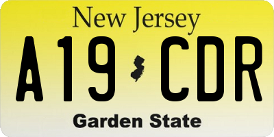 NJ license plate A19CDR