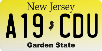 NJ license plate A19CDU