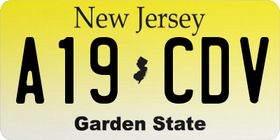 NJ license plate A19CDV