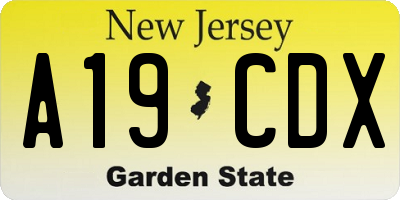 NJ license plate A19CDX