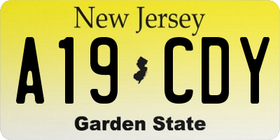 NJ license plate A19CDY