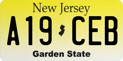 NJ license plate A19CEB