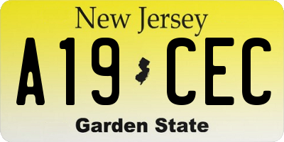 NJ license plate A19CEC