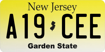 NJ license plate A19CEE