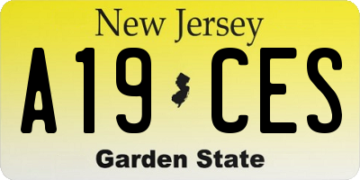 NJ license plate A19CES