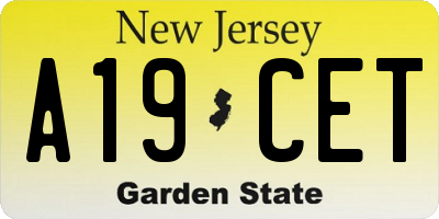 NJ license plate A19CET