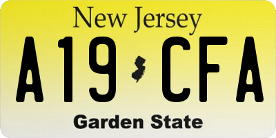 NJ license plate A19CFA