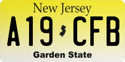 NJ license plate A19CFB
