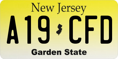 NJ license plate A19CFD