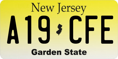 NJ license plate A19CFE