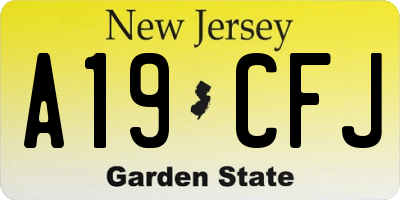 NJ license plate A19CFJ