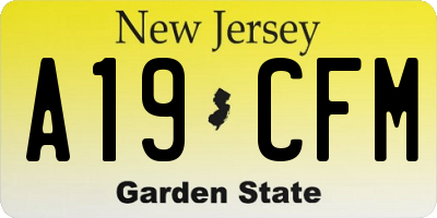 NJ license plate A19CFM
