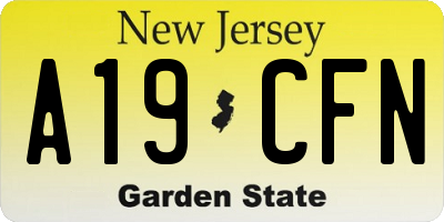 NJ license plate A19CFN