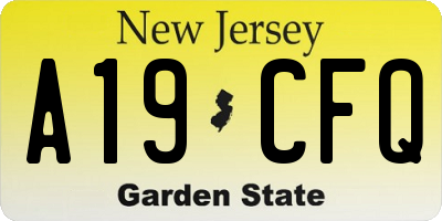 NJ license plate A19CFQ