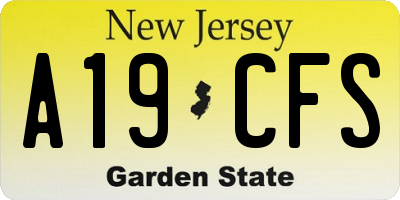 NJ license plate A19CFS