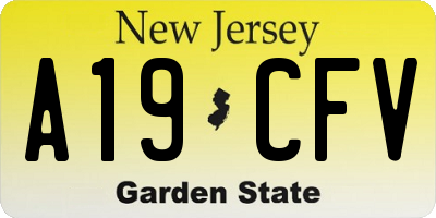 NJ license plate A19CFV