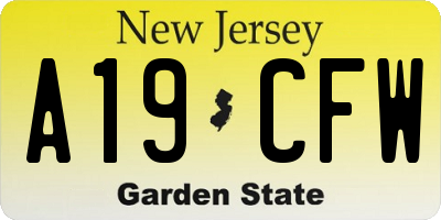 NJ license plate A19CFW