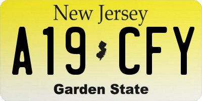 NJ license plate A19CFY