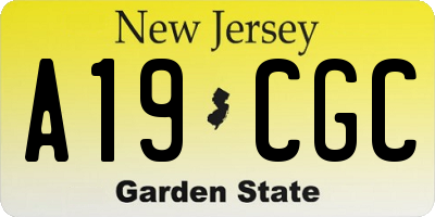NJ license plate A19CGC