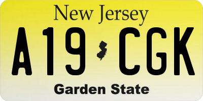 NJ license plate A19CGK