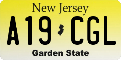 NJ license plate A19CGL
