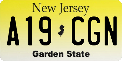 NJ license plate A19CGN