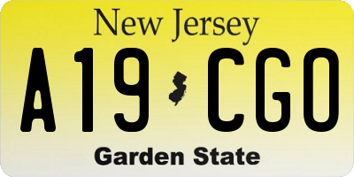 NJ license plate A19CGO