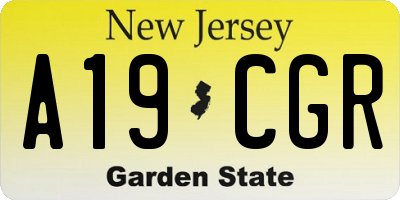 NJ license plate A19CGR