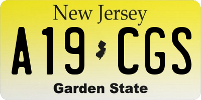NJ license plate A19CGS
