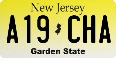 NJ license plate A19CHA