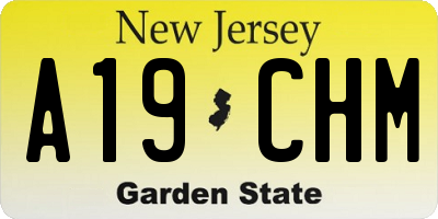 NJ license plate A19CHM